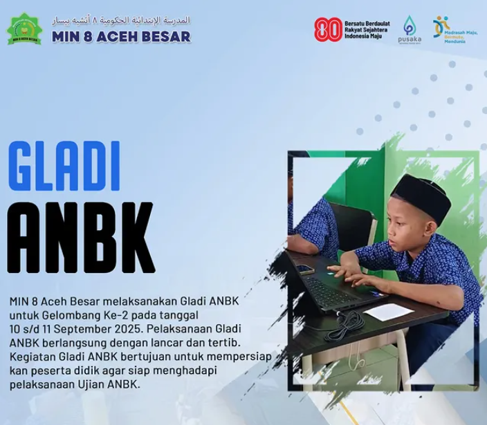 Pelaksanaan Gladi ANBK 2025 di MIN 8 Aceh Besar Berjalan Lancar